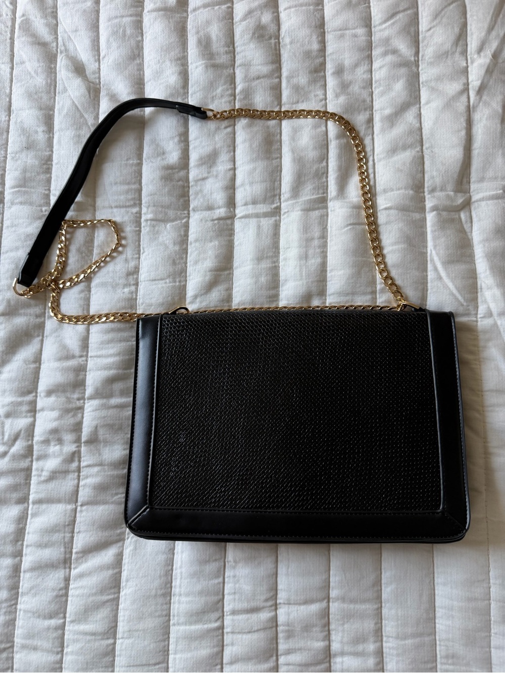 Zara Black Crossbody Bag with Gold Chain Strap
